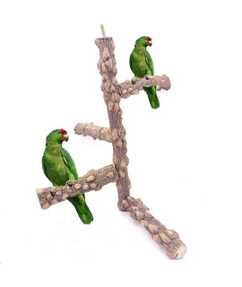 Borangs Bird Perch Natura Wood Stand Toy Branch for 3-4pcs Small Medium Parrots Cages Toy M