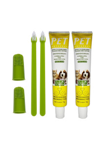 Puppycute 2 Pack Pet Toothbrush and Toothpaste for Dogs & Cats, Best Soft Silicone Pet Finger Toothbrush for Small Dogs Puppy Doggy, Dog Toothpaste Beef Flavor