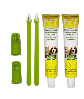 Puppycute 2 Pack Pet Toothbrush and Toothpaste for Dogs & Cats, Best Soft Silicone Pet Finger Toothbrush for Small Dogs Puppy Doggy, Dog Toothpaste Beef Flavor