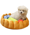 S-Lifeeling Fashion Pet Cushion Bed Detachable Updated Version Winter Plush Nest Kennel Lovely Tart Warm Comfortable Extended Dog Mat Pad Cat Mat (Tart-Large)