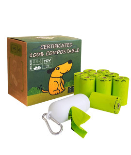 moonygreen Dog Poop Bag with Holder, Compostable Dog Bags for Poop, Vegetable-Based Doggy Poop Bags, Eco-Friendly, Unscented, Extra Thick and Leak Proof, 120 Counts, 10 Rolls, 9 x 13 Inches