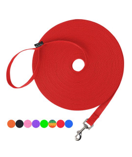 Hi Kiss Dog/Puppy Obedience Recall Training Agility Lead - 15ft 20ft 30ft 50ft 100ft Training Leash - Great for Training, Play, Camping, or Backyard (100 Feet, Red)