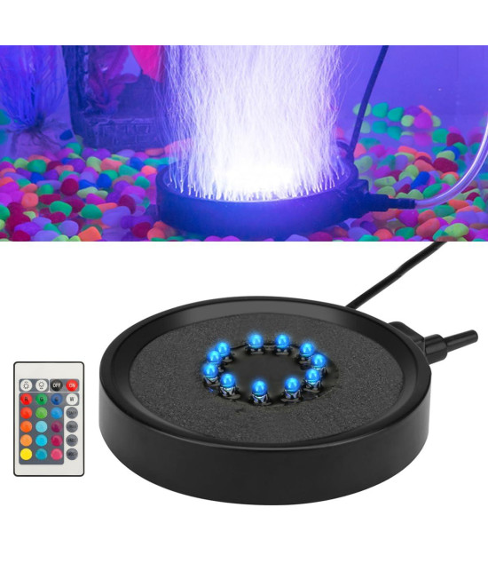 Number-one Aquarium Bubble Light LED Fish Tank Bubbler Light, Remote Controlled Aquariums Air Stone Disk Lamp with 16 Color Changing, 4 Lighting Effects for Fish Tanks and Fish Ponds