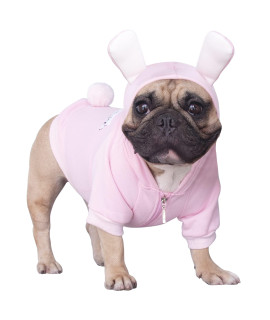 iChoue Bunny Easter Christmas Halloween Dog Costumes, Cute Animal Hoodies, Warm Pet Clothes for Medium Dogs French English Bulldog Pug Pitbull Boston Terrier - Pink/Small