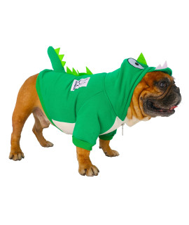 iChoue Dinosaur Yoshi Christmas Halloween Dog Costumes, Cute Animal Hoodies, Warm Pet Clothes for Medium Dogs French English Bulldog Pug Pitbull Boston Terrier - Green/Small
