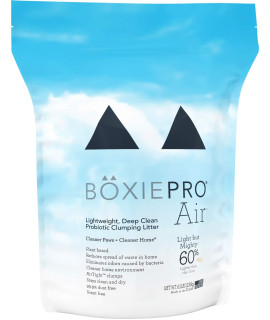 BoxiePro Air Lightweight, Deep Clean, Scent Free, Hard Clumping Cat Litter - Plant-Based Formula - Cleaner Home - Ultra Clean Litter Box, Probiotic Powered Odor Control, 99.9% Dust Free