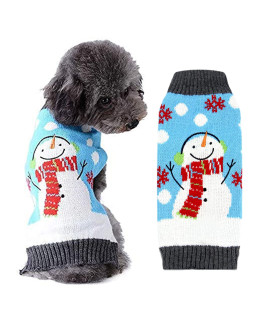 TENGZHI Dog Christmas Sweater?oliday Clothes for Dogs Girl Boy Fall Winter Knitted Soft Warm Puppy Clothing Cute Snowman Pet Outfit Ugly Xmas?weater?or Small?edium Large Dogs Cats(M,Blue)