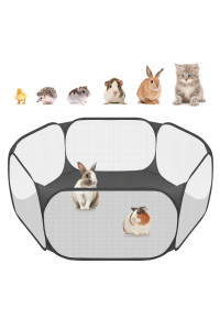 Small Animals C&C Cage Tent, Breathable & Transparent Pet Playpen Pop Open Outdoor/Indoor Exercise Fence, Portable Yard Fence for Guinea Pig, Rabbits, Hamster, Chinchillas and Hedgehogs
