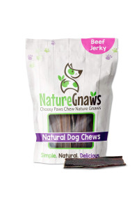 Nature Gnaws - Beef Jerky Chews for Small Dogs - Premium Natural Beef Gullet Sticks - Simple Single Ingredient Tasty Dog Chew Treats - Rawhide Free - 5 Inch