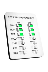 YARKOR Dog Feeding Reminder Magnetic Reminder Sticker,AM/PM Daily Indication Chart Feed Your Pets,Fridge Magnets and Double Sided Tape - Prevent Overfeeding or Obesity (Silver)