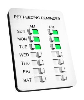 YARKOR Dog Feeding Reminder Magnetic Reminder Sticker,AM/PM Daily Indication Chart Feed Your Pets,Fridge Magnets and Double Sided Tape - Prevent Overfeeding or Obesity (Silver)