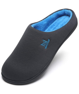 MAIITRIP Mens Scuff Slippers Memory Foam House Indoor Outdoor,Plantar Fasciitis Winter Warm Non Slip Slip on House Shoes for Men casual at Home,Lightweight Slip Resistant Rubber Sole,grey Blue,Size 14 145 15