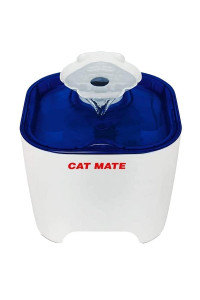 Cat Mate Shell 100 Fl Oz. Water Fountain 100 Fl Oz. (White/Blue) with Isolated Pump System and 3-Stage Polymer-Carbon Filter with Ion Exchange Resin
