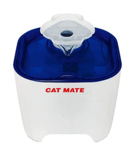 Cat Mate Shell 100 Fl Oz. Water Fountain 100 Fl Oz. (White/Blue) with Isolated Pump System and 3-Stage Polymer-Carbon Filter with Ion Exchange Resin