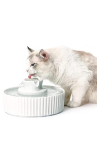 Cepheus Ceramic Pet Drinking Fountain, Ultra Quiet Cat Water Fountain, 2.1L Drinking Fountains Bowl for Cat and Dogs with Carbon Filter and Foam(White)