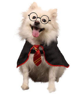 Coomour Halloween Dog Costume Pet Wizard Shirt Cat Soft Clothes for Dogs Cats Soft Hoodies with Glasses (X-Large)