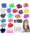 VICTHY 100pcs Cat Nail Caps, Colorful Pet Soft Claws Nail Covers for Cat Claws with Glue and Applicators Medium