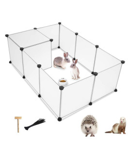 PINVNBY Small Pet Playpen Portable Resin Pet Yard Fence Puppy Crate Kennel for Dog Cat Kitten Rabbit Ferret Guinea Pig Bunny Hedgehogs, Outdoor & Indoor(12 Panels)