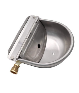 MACGOAL Stainless Steel Water Trough for Animals with Drain Plug and Connector, Automatic Float Water Bowl for Dogs Livestock
