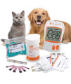 Pet Control HQ Blood Sugar Glucose Monitor System - Cat and Dog Glucose Monitoring Kit - Accurate Diabetes Testing 2 Calibrated Code-Chips, Lancets, Logbook - Monitor + 50 Test Strips