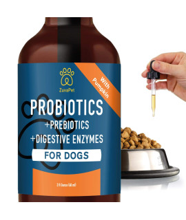 Probiotic for Dogs with Natural Digestive Enzymes. A Prebiotics + Digestive Enzyme Product for Dogs + Pumpkin. 120 Servings. Diarrhea & Upset Stomach Relief + Gas, Constipation, and Allergy Relief.