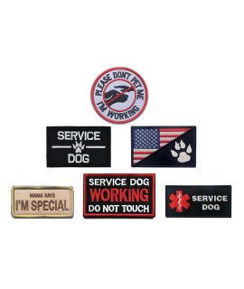 Antrix 6 Pieces Service Dog Patch for Dog Vest, Removable Working Training K9 Police Dog Patches Hook & Loop Dog Patch for Medium and Large Dogs Vests Dogs Harnesses Dogs Collar