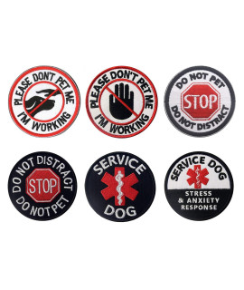 Antrix 6 Pcs Service Dog Please Don't Pet Me I'm Working in Training Do Not Pet EMT EMS Service Dog Stress & Anxiety Response Hook & Loop Emblem Badge Patch for Medium and Large Dogs