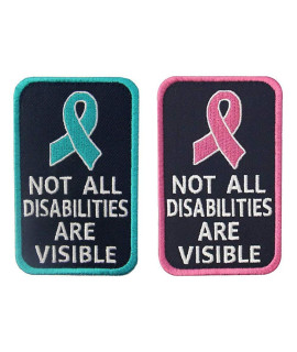 Antrix 2 Pcs Service Dog Not All Disabilities are Visible Hook & Loop Emblem Badge Patch for Medium and Large Dog Vests/Harnesses