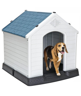 ZENY Plastic Dog House - Waterproof Dog Kennel with Air Vents and Elevated Floor All Weather Indoor Outdoor Insulated Doghouse Puppy Shelter, Easy to Assemble