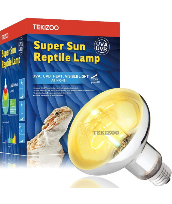 TEKIZOO UVA UVB Sun Lamp High Intensity Self-Ballasted Heat Basking Lamp/Light/Bulb for Reptile and Amphibian (125W)