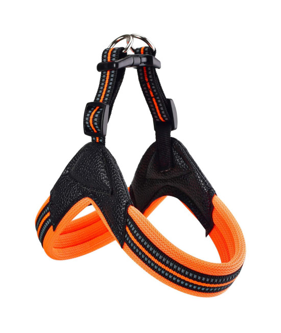 Dog Harness No Pull Ultra Soft Breathable Padded Pet Harness 2 Adjustable Botton, 3M Reflective Pet Harness for Dogs Easy Control for Small Medium Large Dogs (S, Bright Orange)