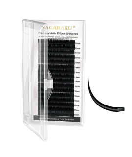 NAgARAKU Ellipse Eyelash Extensions Flat Split Tips Individual Lash 015mm D curl 10mm Matte Black Faux Mink classic Lash Supplies