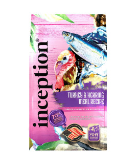 Inception? Dry Cat Food Turkey & Herring Recipe - Complete and Balanced Cat Food - Meat First Legume Free Dry Cat Food - 4lb. Bag