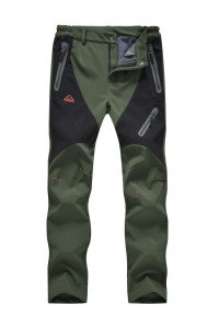 TBMPOY Womens Hiking Pants Outdoor Waterproof Windproof Softshell Fleece Snow Ski Pants Army green M