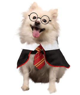 Coomour Dog Halloween Costume Pet Wizard Shirt Funny Cat Clothes for Dogs Cats Clothing with Glasses (X-Large)