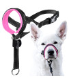 GoodBoy Dog Head Halter with Safety Strap - Stops Heavy Pulling On The Leash - Padded Headcollar for Small Medium and Large Dog Sizes - Head Collar Training Guide Included (Size 1, Pink)