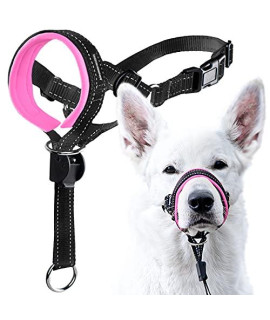 GoodBoy Dog Head Halter with Safety Strap - Stops Heavy Pulling On The Leash - Padded Headcollar for Small Medium and Large Dog Sizes - Head Collar Training Guide Included (Size 3, Pink)