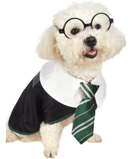Impoosy Pet Halloween Dog Shirts Funny Cat Wizard Costume Cute Apparel Soft Clothes with Glasses (Medium,Neck:14)