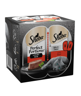 Sheba Perfect Portions with Beef in Loaf - Wet cat Food Mini Trays for Adults cats, 24 x (2 x 375 g)