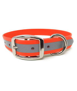 Regal Dog Products Medium Orange Heavy Duty Reflective Dog Collar with Durable Metal Buckle and D Ring Adjustable, Chew Proof & Waterproof Dog Collar Other Sizes for Small & Large Dogs