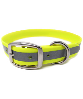 Regal Dog Products Large Yellow Heavy Duty Reflective Dog Collar with Durable Metal Buckle and D Ring Adjustable, Chew Proof & Waterproof Dog Collar Other Sizes for Small & Large Dogs
