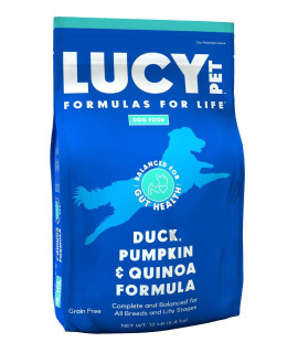 Lucy Pet Products Formulas for Life - Sensitive Stomach & Skin Dry Dog Food, All Breeds & Life Stages - Duck, Pumpkin, & Quinoa, 12 lb (850657006852)