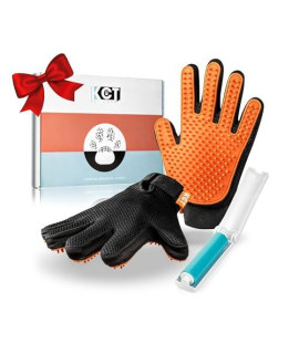 KCT Pet Care Pet Grooming Gloves - Gentle Deshedding and Washing Glove - Cat Grooming Glove - Dog Grooming Gloves - 260 Silicone Tips Per Dog Brush Gloves for Shedding and Pet Hair Removal Glove