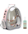Bird Carrier Cage, Bird Travel Backpack with Stainless Steel Tray and Standing Perch (Large, Pink)