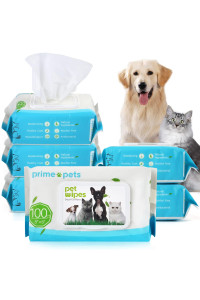 PrimePets Dog Grooming Wipes, 600 Count, 6x8 Inch Deodorizing Wipes for Dogs & Cats, 100% Fragrance Free, Natural Pet Wipes for Cleaning Face Bum Eyes Ears Paws Teeth, Dog Wipes