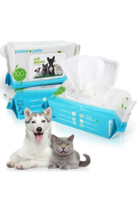 PrimePets 300PcS Dog Wipes cleaning Deodorizing, 8 x 6 Pet grooming Wipes for Paws Face Eyes Ears Butt, cat cleaning Wipes