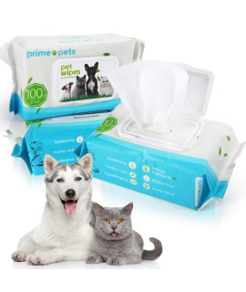 PrimePets 300PcS Dog Wipes cleaning Deodorizing, 8 x 6 Pet grooming Wipes for Paws Face Eyes Ears Butt, cat cleaning Wipes