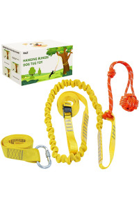 XiaZ Dog Outdoor Bungee Hanging Toy- Interactive Tether Tree Tug-of-War Toys for Pitbull & Medium to Large Dogs, Retractable Dog Rope Chew Toy to Exercise and Fun Solo Play
