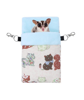 Wontee Small Pet Sleeping Pouch Sleep Bag Warm Bed Hideout for Hamsters Hedgehogs Sugar Gliders Squirrels (M, Pink Cat)