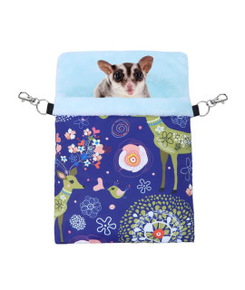 Wontee Small Pet Sleeping Pouch Sleep Bag Warm Bed Hideout for Hamsters Hedgehogs Sugar Gliders Squirrels (L, Blue Elk)